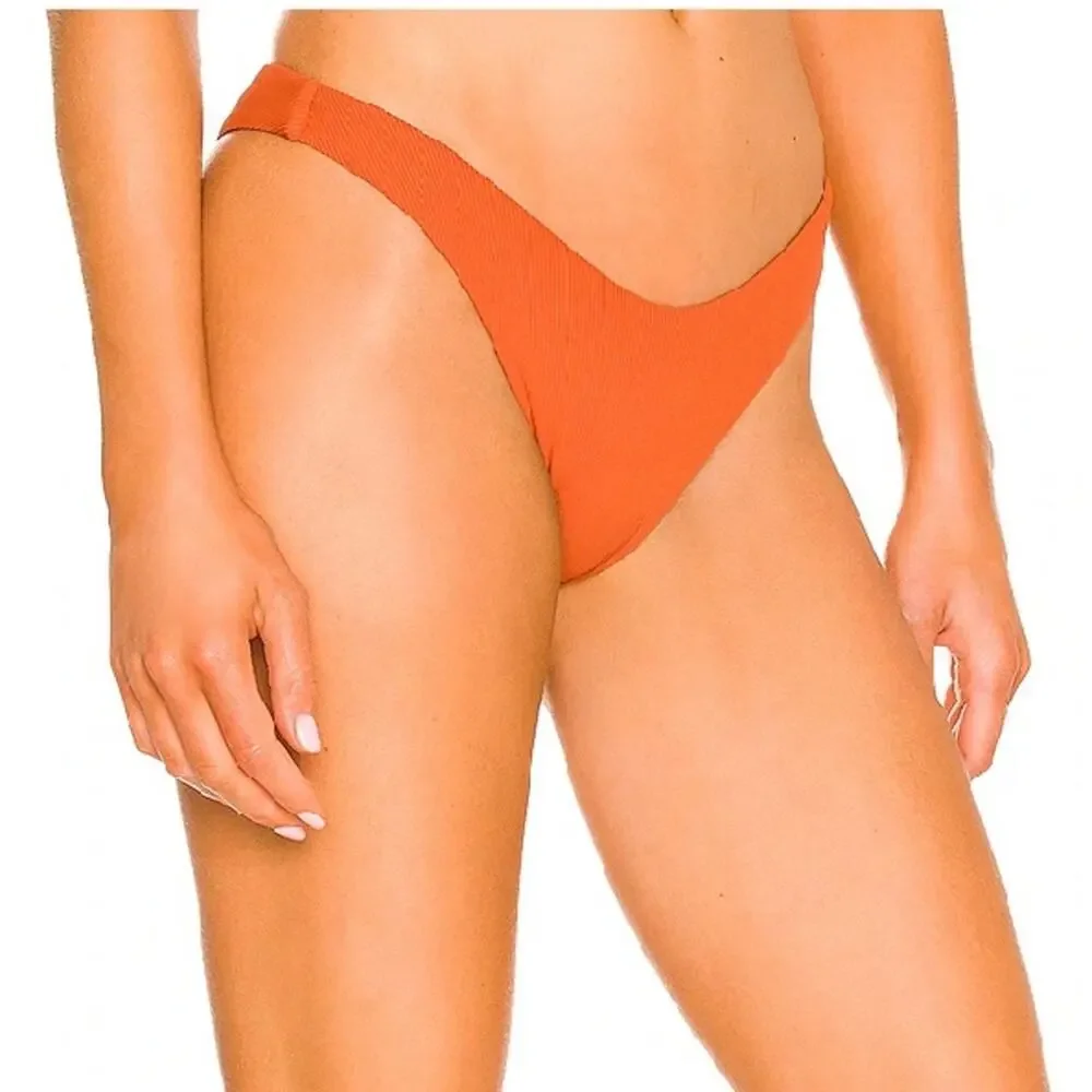 L*SPACE Cabana Bitsy Bikini Bottom Amber Burnt Orange Ribbed Stretch XL NEW - Picture 3 of 13